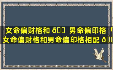 女命偏财格和 🐠 男命偏印格「女命偏财格和男命偏印格相配 🍁 吗」